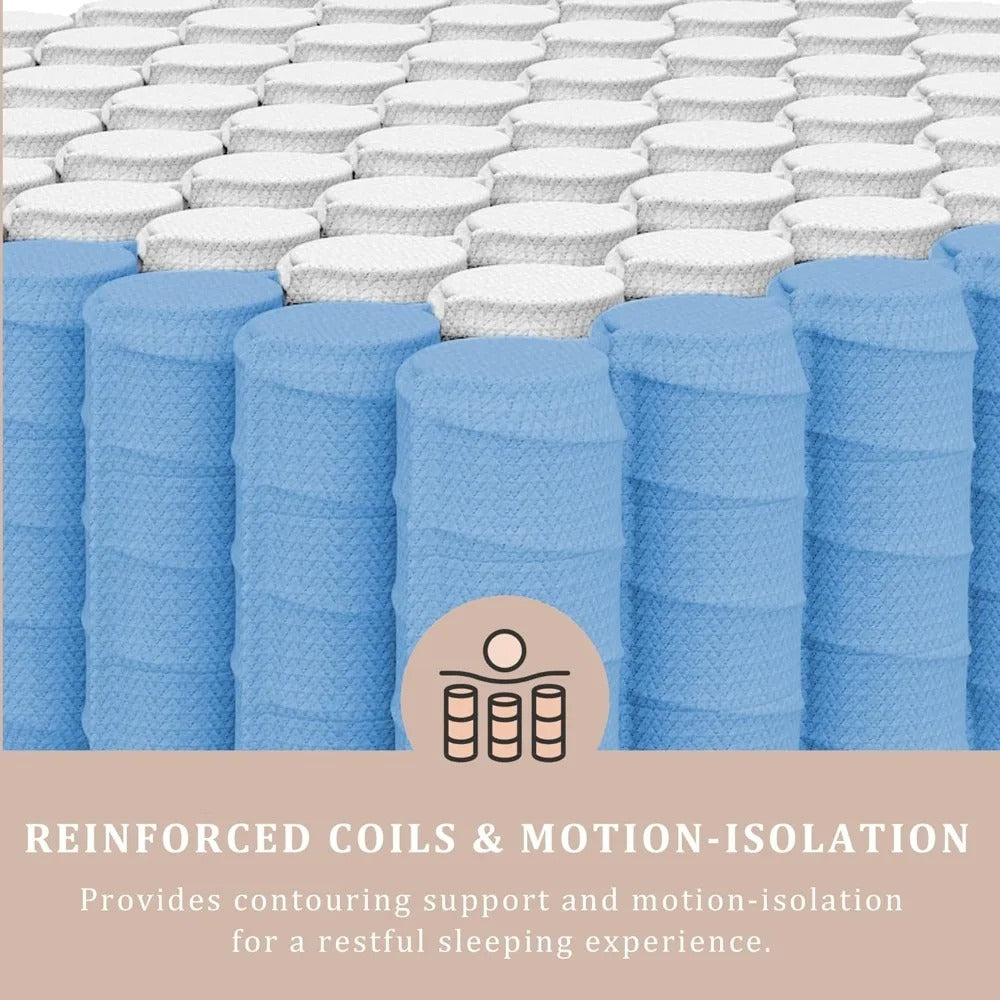 12” Firm Queen Hybrid Mattress – Pain-Relieving Support with Motion Isolation & 365-Night Trial