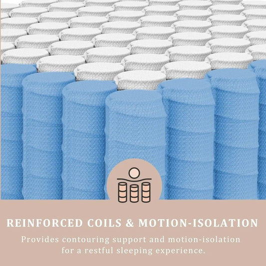 12” Firm Queen Hybrid Mattress – Pain-Relieving Support with Motion Isolation & 365-Night Trial