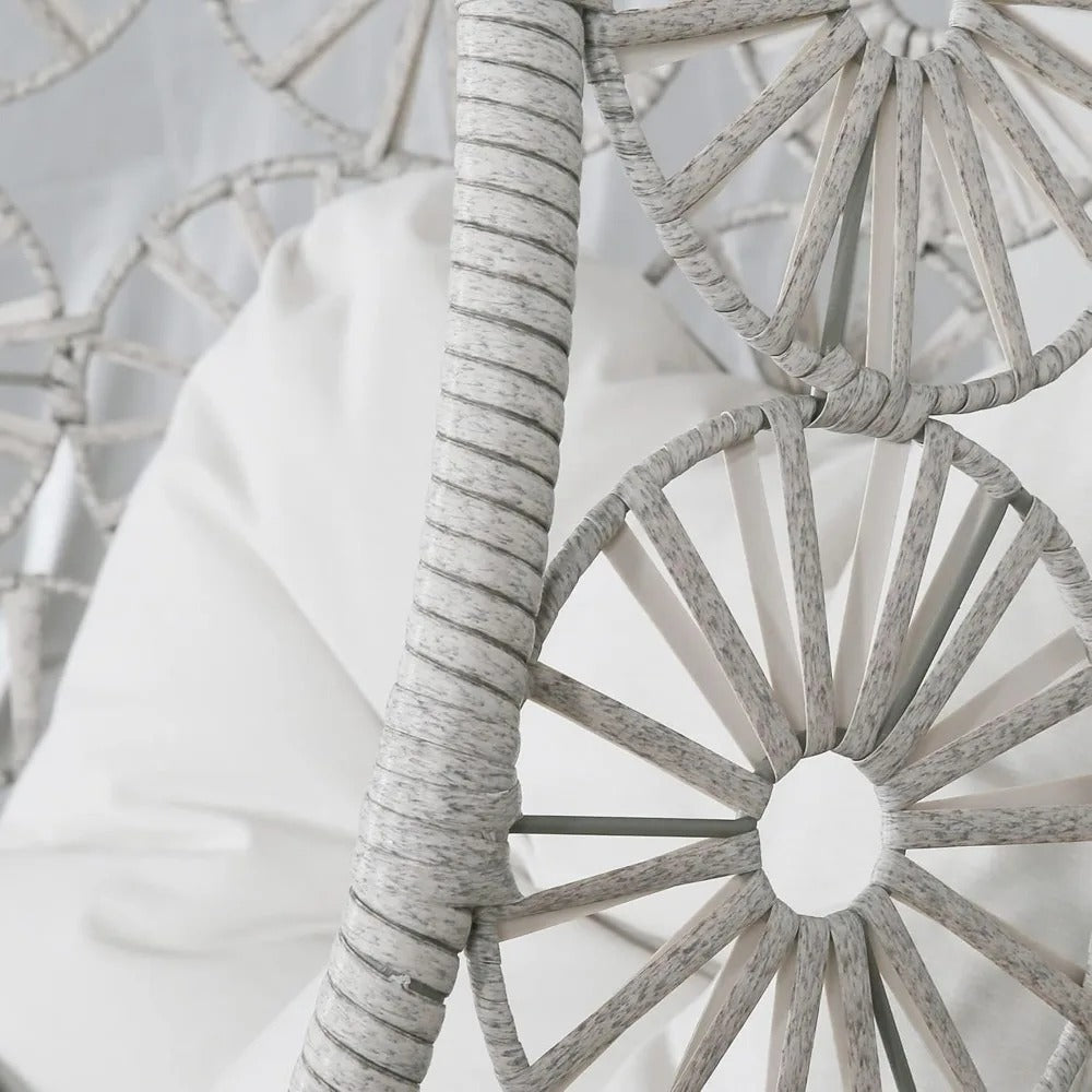 Indoor/Outdoor Wicker Swing Egg Chair – Hanging Hammock Teardrop Chair with Cushion (Stand Not Included)