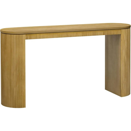 59.2" Modern Curved Fluted Console Table – Entryway & Sofa Table for Living Room or Hallway