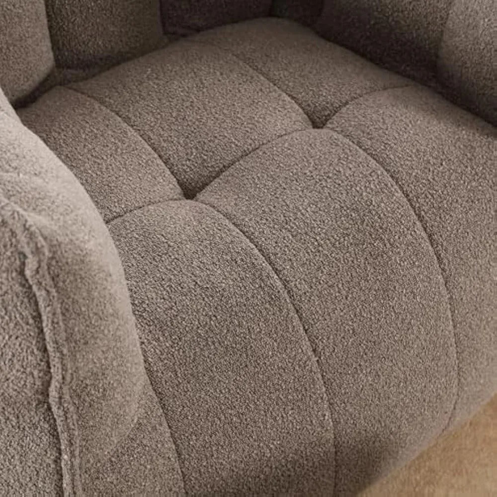 Coffee Chenille Bean Bag Chair with Footstool – Ultra-Soft Foam Lounge Seat for Adults