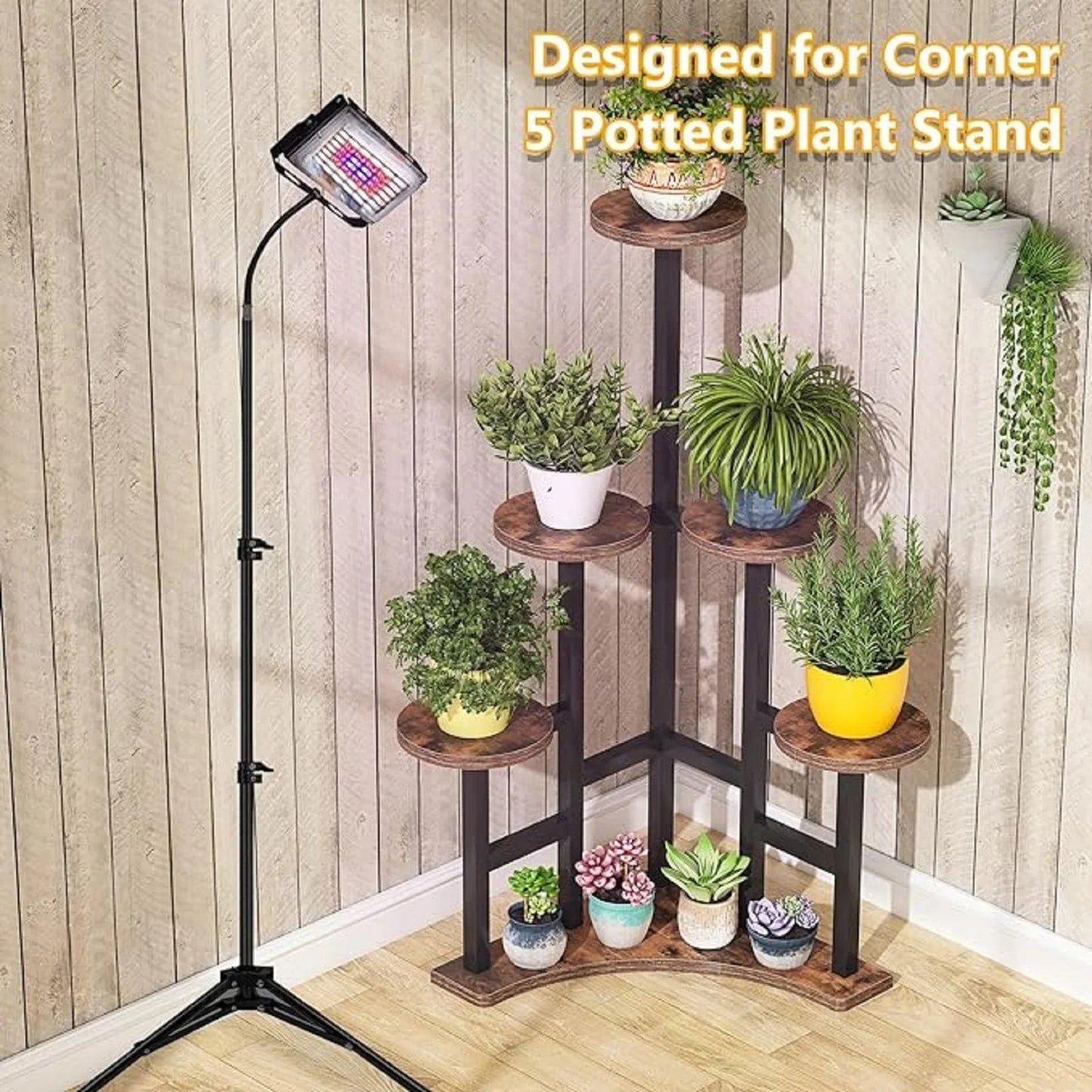 Corner Plant Stand with Round Shelves – Stylish Indoor Display for Multiple Potted Plants