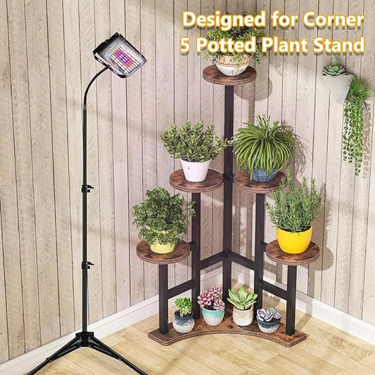 Corner Plant Stand with Round Shelves – Stylish Indoor Display for Multiple Potted Plants