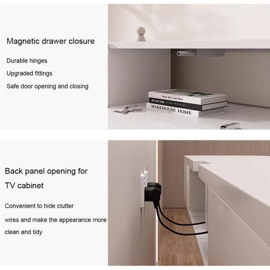 Modern Floating TV Cabinet with Drawers – Wall-Mounted Media Console with Cable Management & Pre-Assembled Storage