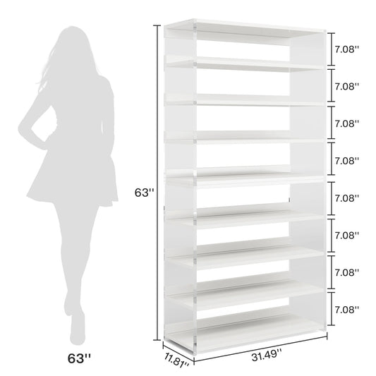Modern Acrylic Display Shelf with Wood Panels – Minimalist 63" Storage Rack for Books, Decor, or Collectibles