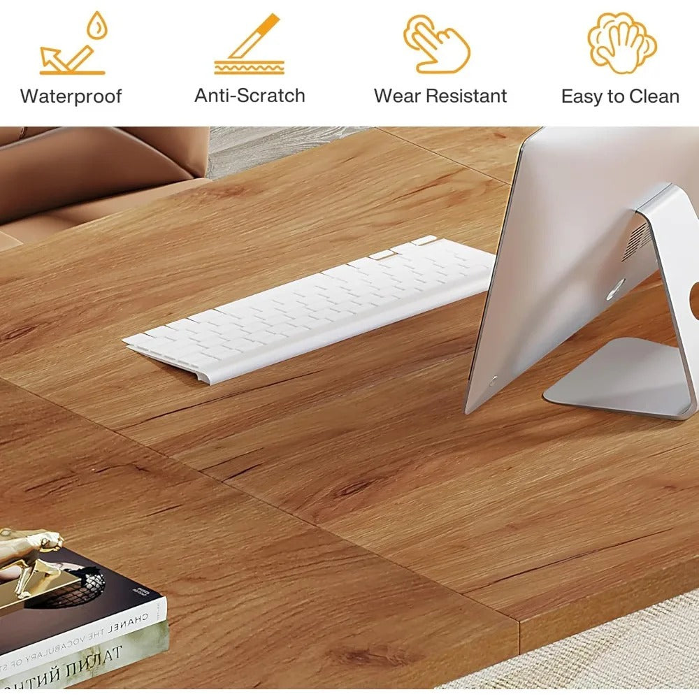 70.9" Modern Executive Office Desk – Large Computer & Conference Table with Rustic Brown Finish