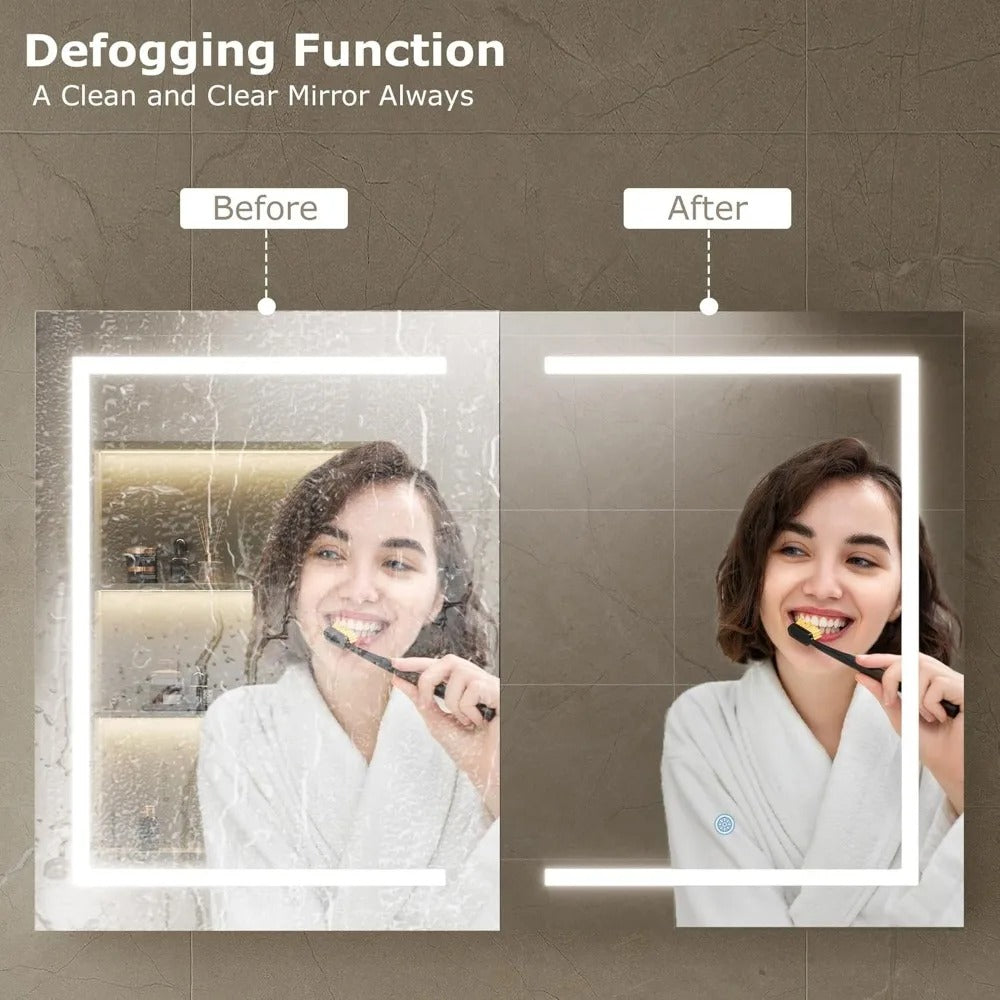 48" LED Medicine Cabinet Mirror – Dimmable Light, Anti-Fog, USB/Outlet, 3 Color Modes