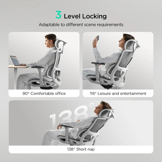 E2 Ergonomic Mesh Office Chair – Big & Tall Desk Chair with 6-Way Lumbar Support, 3D Armrests & Headrest, Reclining Computer Chair for Home Office