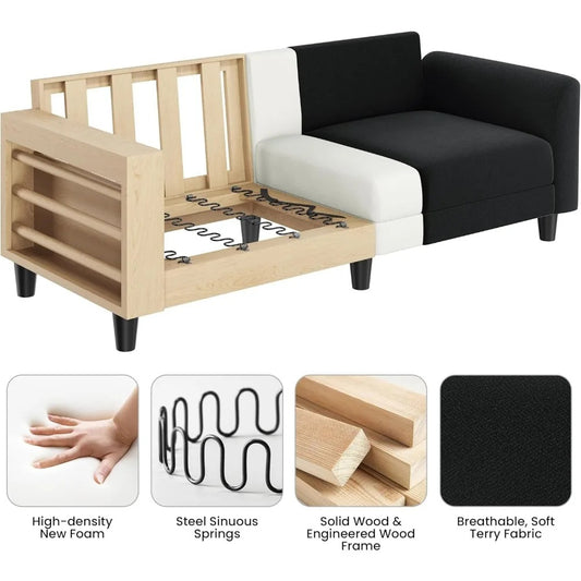 67" Upholstered 2-Seater Sofa with USB Ports – Deep Seat Loveseat for Living Room or Bedroom (Black)