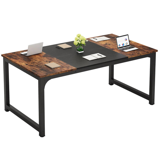 Modern Rectangular Computer Desk – Spacious Wood Workstation for Home Office or Study Room