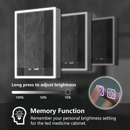 20x30" LED Medicine Cabinet with Mirror – Dimmable, Defogger, Clock, Temp Display, USB Ports & Recessed/Wall Mount Options