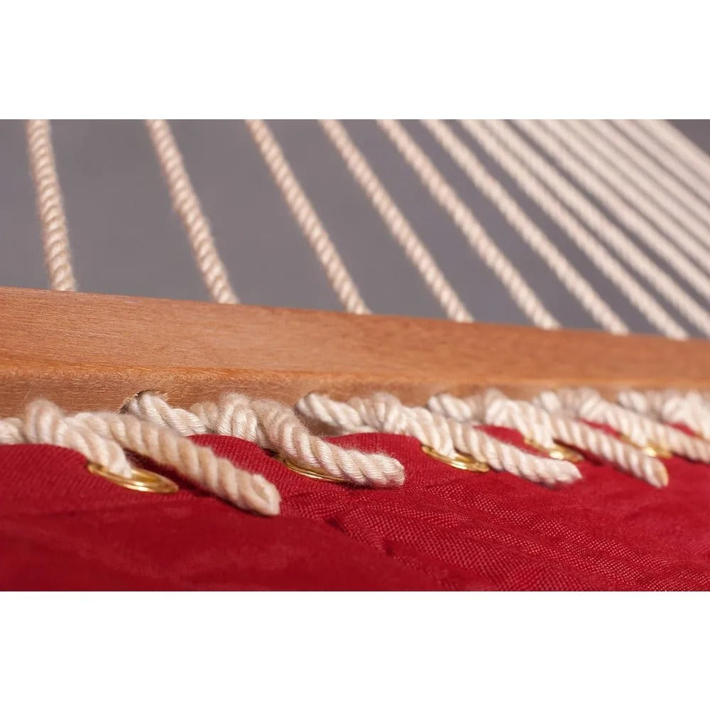 King-Size Quilted Hammock – Alabama Red Pepper Spreader Bar Hammock for 1–2 People, Weatherproof with Integrated Cushion