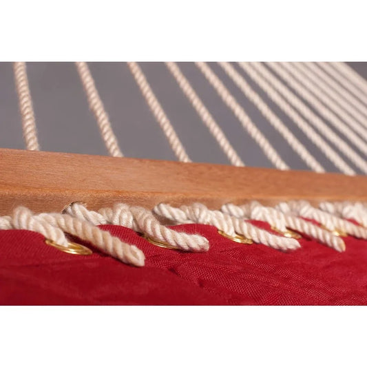 King-Size Quilted Hammock – Alabama Red Pepper Spreader Bar Hammock for 1–2 People, Weatherproof with Integrated Cushion