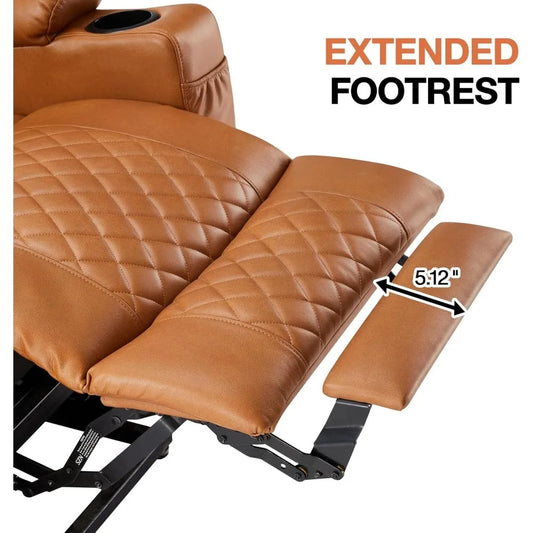 Dual Motor Power Lift Recliner Chair – Heated Massage, Infinite Position, Leather with Extended Footrest