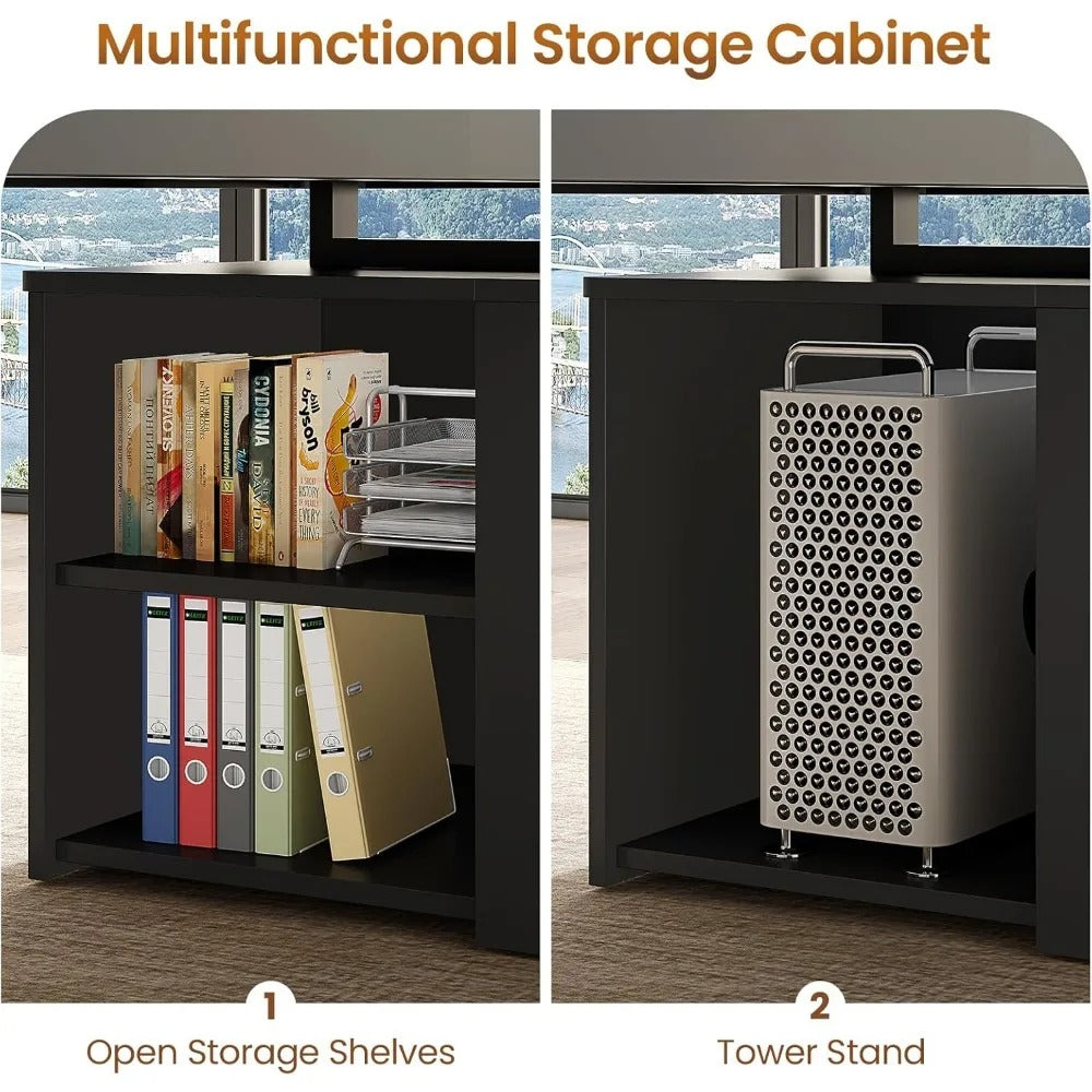 70.9” Executive Office Desk with Drawers & Charging Station – Large Computer Desk with File Cabinet & Removable Shelves