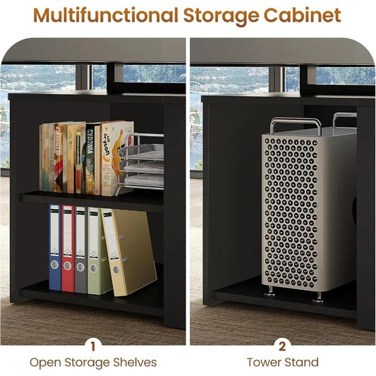 70.9” Executive Office Desk with Drawers & Charging Station – Large Computer Desk with File Cabinet & Removable Shelves