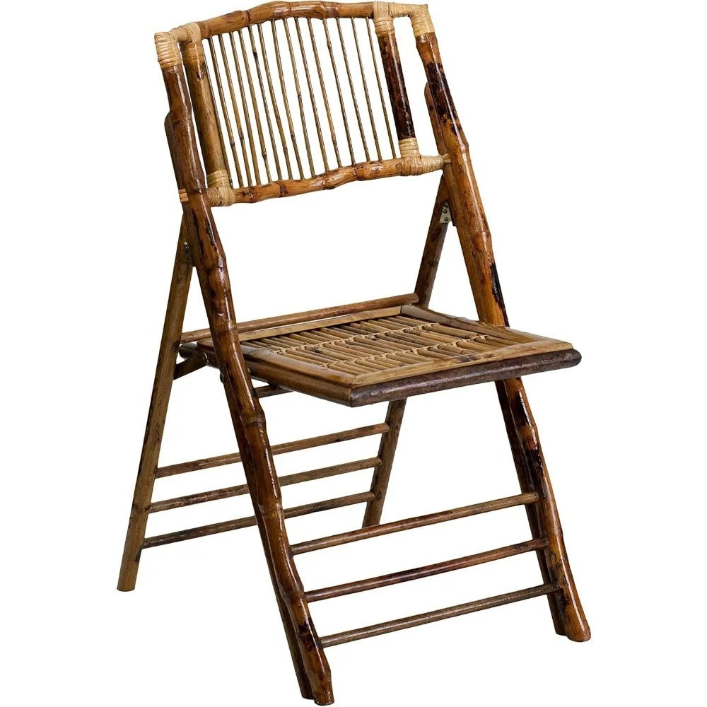 4-Pack Bamboo Folding Chairs – Commercial-Grade Wooden Event Chairs with Slat Back & 300lbs Capacity