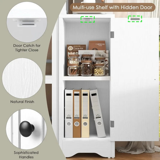 72" Tall White Corner Bookshelf – 6-Tier Space-Saving Display Shelf (Set of 2)