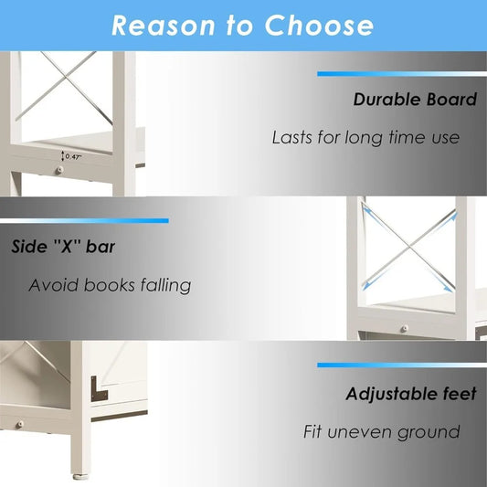 6-Tier L-Shaped Industrial Corner Bookshelf with Cabinet – Large Freestanding Metal & Wood Bookcase for Living Room or Office