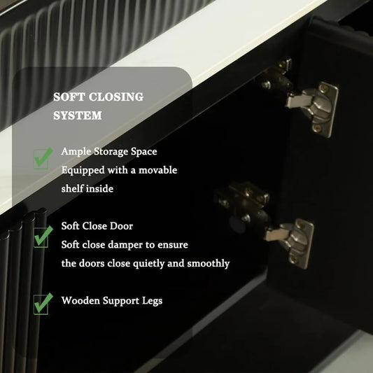 48" Freestanding Bathroom Vanity with Vessel Sink, Soft-Close Doors & Open Shelf