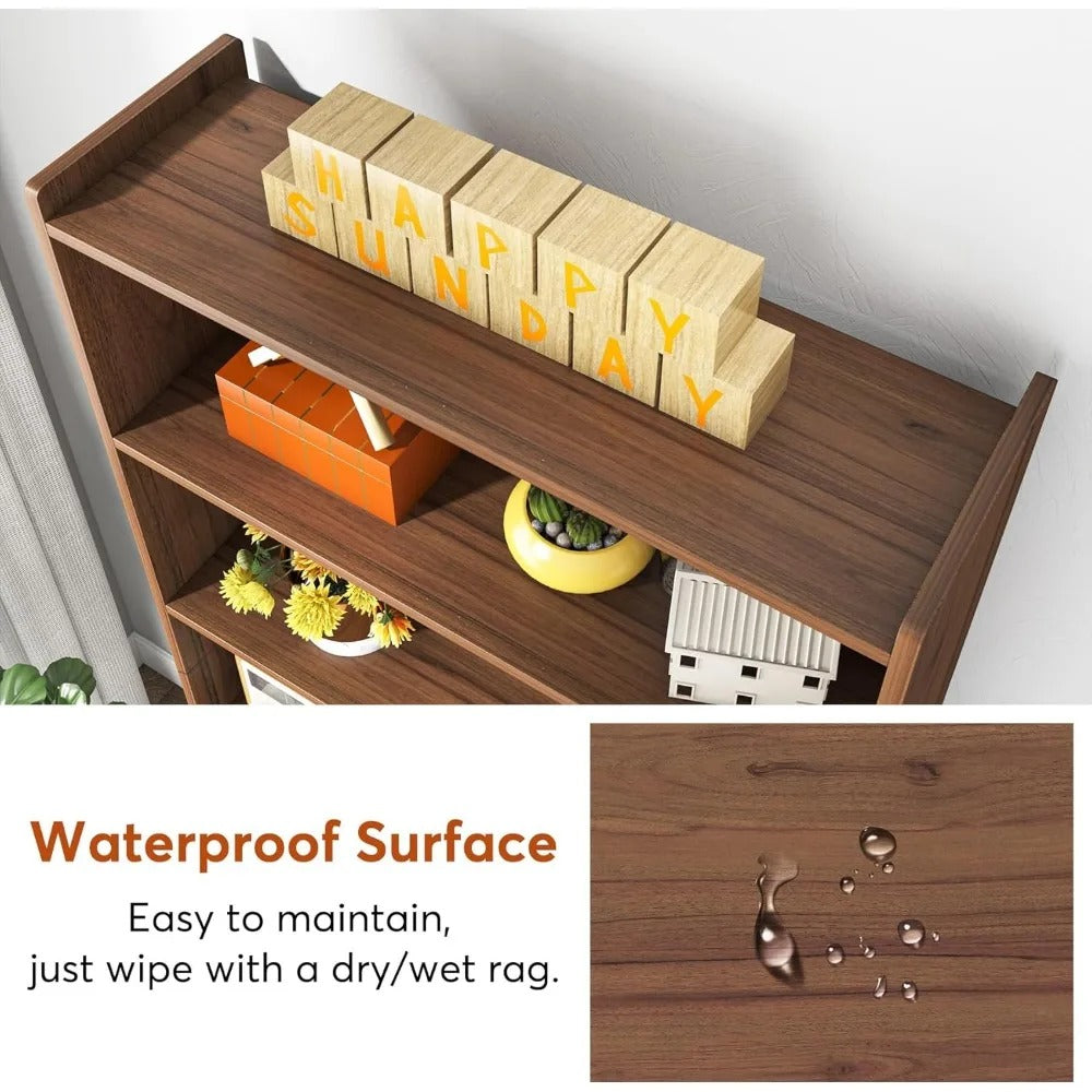 72" Tall 6-Tier Bookcase – Modern White Wood Bookshelf with Deep Storage Shelves for Living Room, Bedroom, or Office