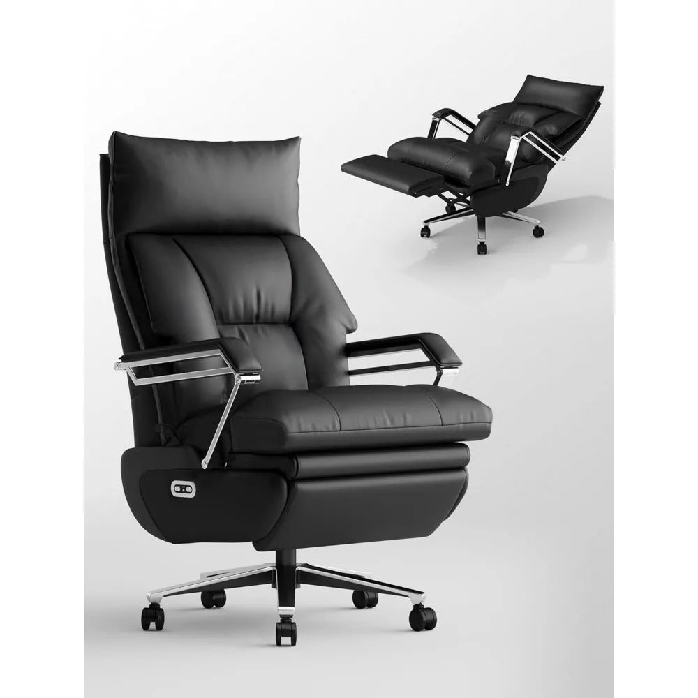 Big & Tall Electric Reclining Office Chair – Dual Motor, Wide Seat, Footrest & Adjustable Height, Ergonomic PU Leather Chair