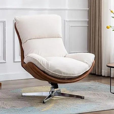 Modern Swivel Accent Chair – Linen Rocker Lounge Chair with High Back & Foam Cushion for Living Room, Bedroom, or Reading Nook