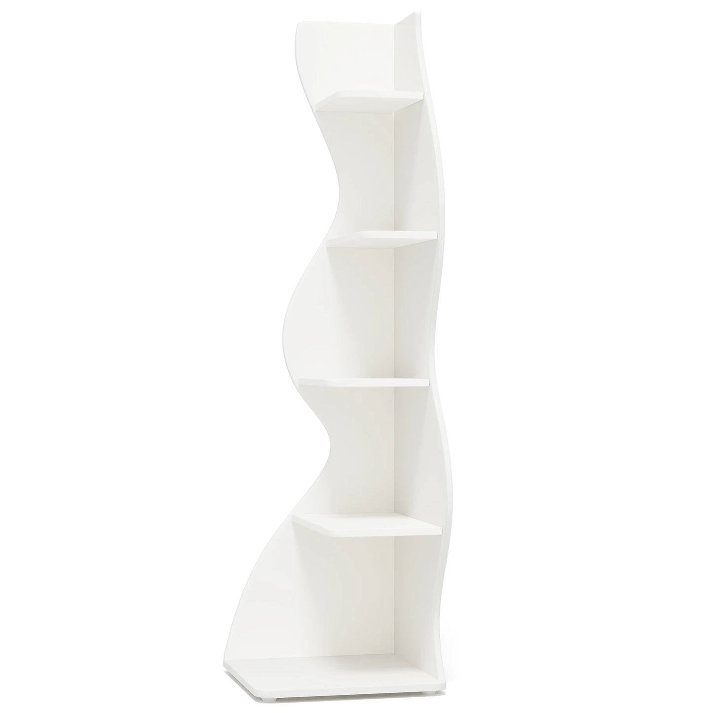 Modern White Corner Bookshelf – Minimalist Storage Rack for Living Room or Office