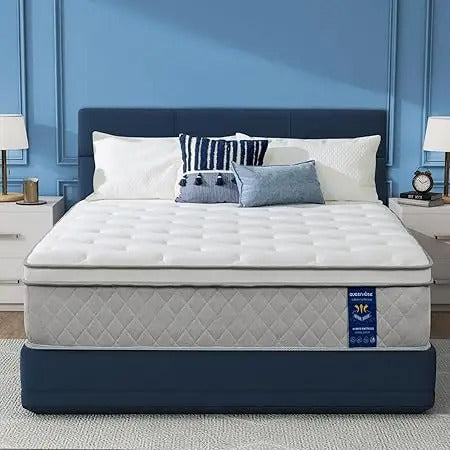 12-Inch Full Size Hybrid Mattress in a Box – Gel Memory Foam & Pocket Coils, Pillow Top, Medium Firm, Ergonomic Support, Breathable & Fiberglass-Free