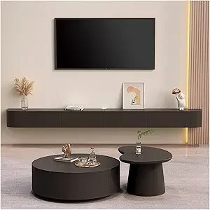 Floating Wall-Mounted TV Stand – Solid Wood Media Console with Door | Modern Space-Saving Design
