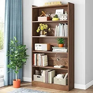 72" Tall 6-Tier Bookcase – Modern White Wood Bookshelf with Deep Storage Shelves for Living Room, Bedroom, or Office