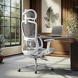 E2 Ergonomic Mesh Office Chair – Big & Tall Desk Chair with 6-Way Lumbar Support, 3D Armrests & Headrest, Reclining Computer Chair for Home Office