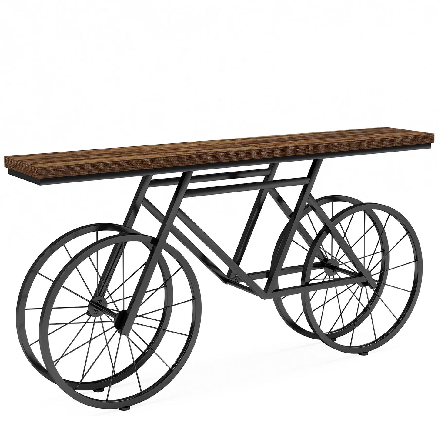 70.9" Industrial Console Table with Bicycle Metal Base – Narrow Entryway & Sofa Table