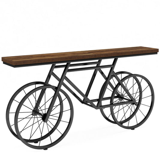 70.9" Industrial Console Table with Bicycle Metal Base – Narrow Entryway & Sofa Table
