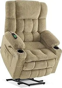 Dual Motor Power Lift Recliner Chair with Massage & Heat – Infinite Position Reclining Sofa for Seniors with USB & Cup Holders