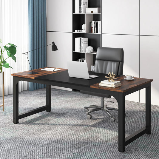 Modern Rectangular Computer Desk – Spacious Wood Workstation for Home Office or Study Room