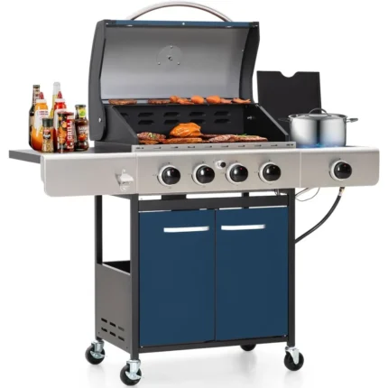 4-Burner Gas Grill with Side Burner & Porcelain Grates – 42,000 BTUs | 545 sq.in Cooking Area