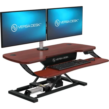 48” x 24” Standing Desk Converter | 48 Inch Electric Height Adjustable Sit to Stand Desk Riser w/Keyboard Tray