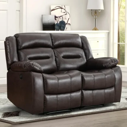 Faux Leather Power Loveseat Recliner, Electric Reclining Sofa Chair, Overstuffed Comfortable Armrest Couch Set for Living Room,
