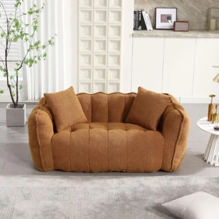 Giant Bean Bag Chair with Pillow, Comfy Floor Sofa with Foam Filled for Adults Suitable for Dorm, Living Room, Bedroom (Pumpkin,