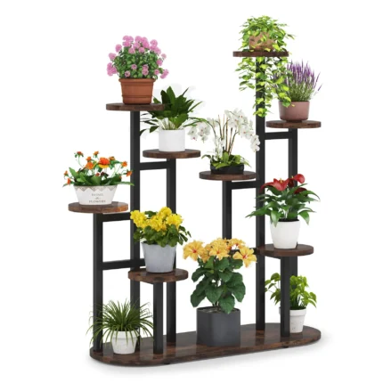 Tribesigns Plant Stand Multi-Tiered 11 Potted Flower Shelf For Window Garden Balcony Corner Living Room